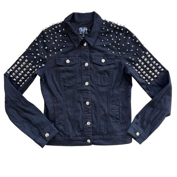 Tripp nyc Jackets & Blazers - Tripp NYC Black Denim Studded emo jacket SLIM FIT sz L
